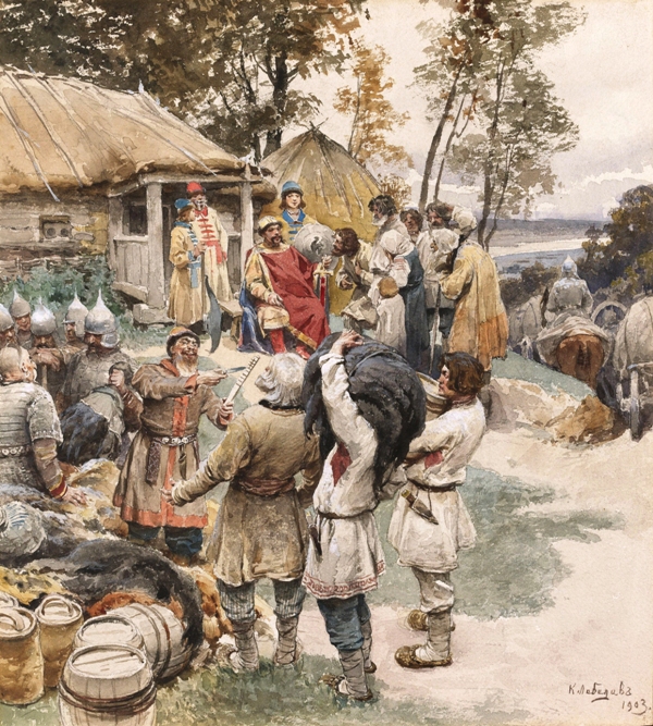 Клавдий Лебедев. Князь Игорь собирает дань с древлян